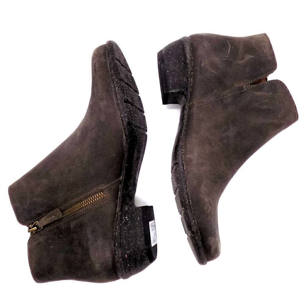 Clark's Unstructured Leather Ankle Boots Distressed Taupe Size 10 M Rustic